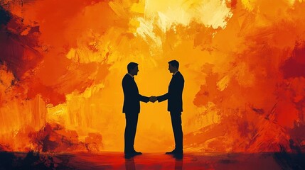 Businessmen handshake on an abstract background corporate