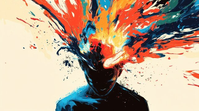 A vibrant explosion of colors symbolizes creativity and mental stimulation.