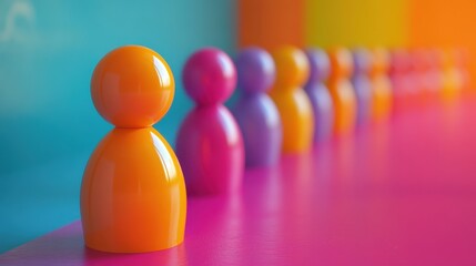 Naklejka premium Colorful Abstract Figures in a Row on Vibrant Background with Gradient Colors