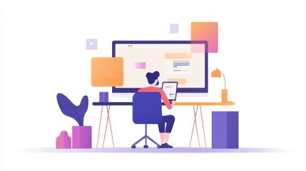 A person designing a sleek, minimalistic online portfolio that loads quickly and highlights their