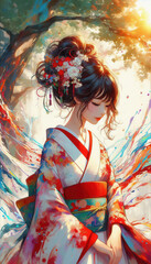 Naklejka premium 着物の補正イラスト