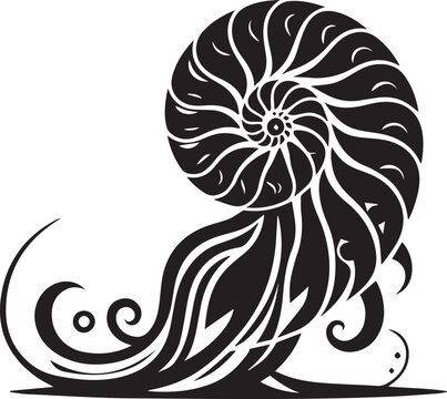 recommend clip art: Paper Nautilus silhouette vector and logo black and white