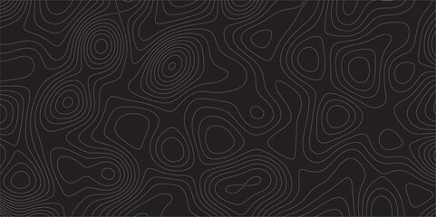 Abstract white on black background Topographic line map pattern. Contour elevation topographic and textured Background Modern design with black background with topographic wavy patted.	