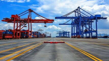 Large cargo ship docked at a port with cranes and containers, symbolizing a port strike, highlighting the scale of the port and the absence of activity.