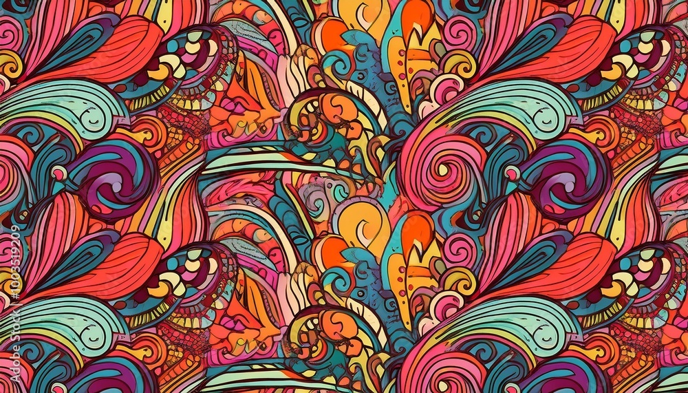 Poster seamless pattern with abstract doodle pattern.