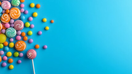 Obraz premium Colorful Candy Collection on Blue Background