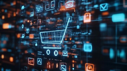 Fototapeta premium E-commerce digital business online internet technology concept on virtual screen