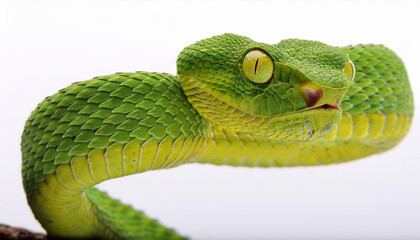 Philippine pit viper snake on white background