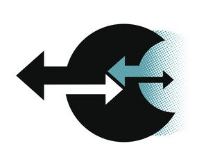 A conceptual arrow symbolizing movement in both directions, indicating a continuous flow of going and returning, representing two-way navigation and reciprocal motion.