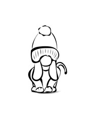 Hund mit Wintermütze