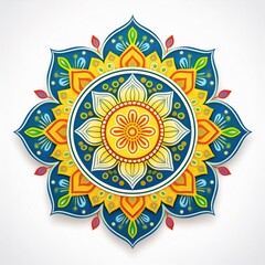 Mandala art design also called rangoli, decorative elements on white background