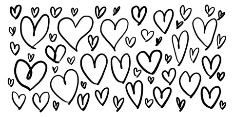 Doodle sketch style of hearts background vector illustration for concept design.