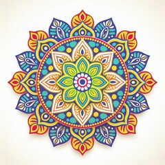 Mandala art design also called rangoli, decorative elements on white background