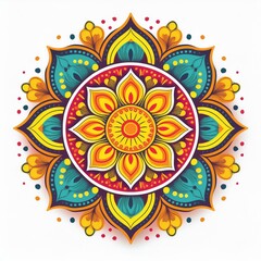 Mandala art design also called rangoli, decorative elements on white background