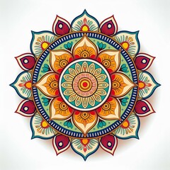 Mandala art design also called rangoli, decorative elements on white background
