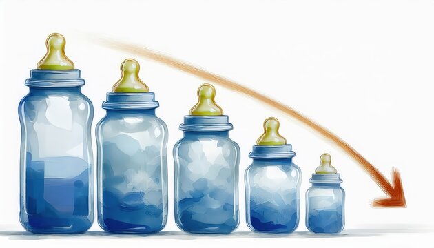 Symbolic Decline of Birth Rate with Baby Bottles