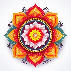 Mandala art design also called rangoli, decorative elements on white background