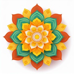 Mandala art design also called rangoli, decorative elements on white background