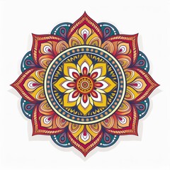 Mandala art design also called rangoli, decorative elements on white background