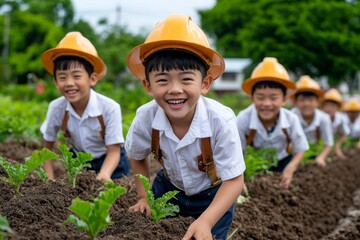 A rural education program where students learn farming skills, with hands-on agricultural lessons taught outside, blending academics and practical knowledge