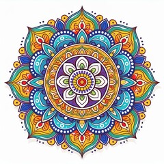 Fototapeta premium Mandala art design also called rangoli, decorative elements on white background