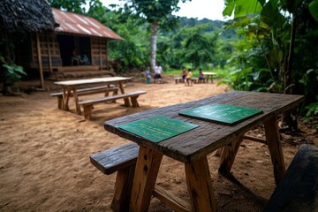 Obraz premium A rural school with a small, multi-grade classroom, where one teacher instructs children of various ages, adapting lessons for each studentâ€™s level