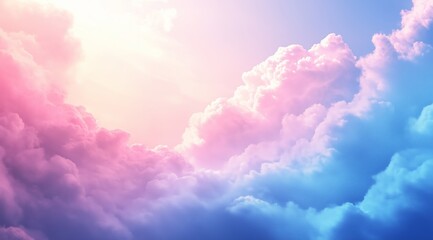 Dreamy Pink and Blue Clouds Floating in the Sky at Sunset in Vivid Colors