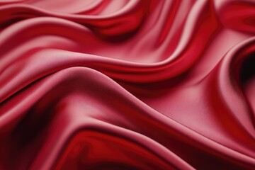 Obraz premium Red satin fabric in soft folds. Ideal for backgrounds, fashion, and luxury product presentations.