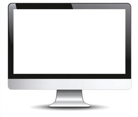 Fototapeta premium Modern computer monitor with blank white screen isolated on white background.