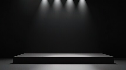 Empty Stage with Dramatic Lighting in Dark Room