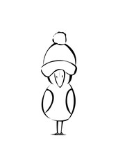 Vogel im Winter mit Mütze