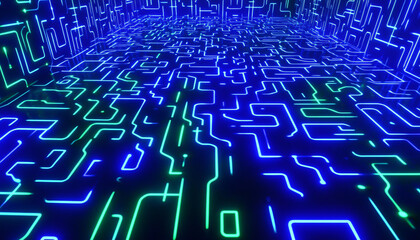 Obraz premium blue circuit board background
