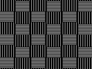 Seamless vector abstract geometric pattern. Woven textile fabric with black and white crossed straight lines. Background texture in a diagonal arrangement. Black and White Hypnotic Background.