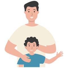Father and Son Character with Happy Atmosphere. Happy Fathers Day. Isolated Vector Illustration