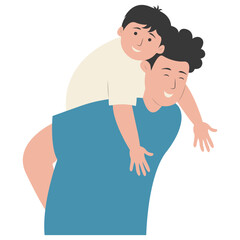 Father and Son Character with Happy Atmosphere. Happy Fathers Day. Isolated Vector Illustration