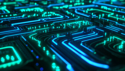 Fototapeta premium blue circuit board background