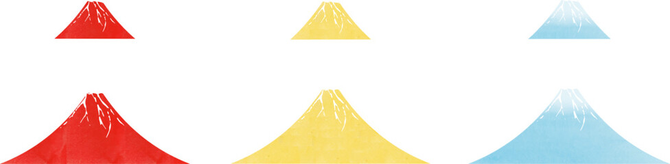 カラフルな富士山のイラストセット