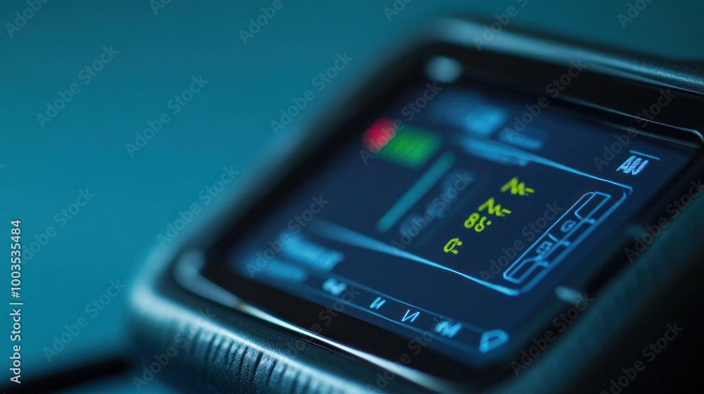 Poster close-up of a digital display showing various measurements and readings.