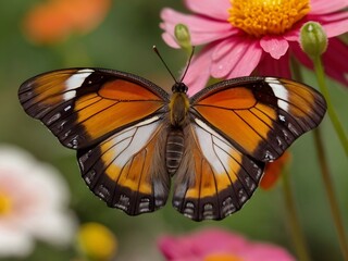 Obraz premium monarch butterfly spread wings on flower