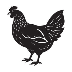 chicken silhouette vector art white background.