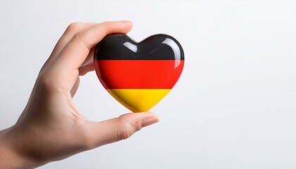 手で持っているドイツの国旗のハート(Heart of Germany flag held in hand.)

