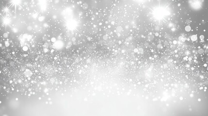 Abstract blur white and silver background with star glittering light for showcasing products and content in merry christmas and happy new year season collection