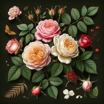 flower, rose, pattern, floral, seamless, vector, nature, design, illustration, pink, art, spring, leaf, flowers, wallpaper, decoration, vintage, summer, blossom, plant, texture, ornament, bouquet, bea