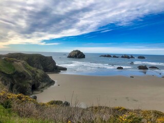 Face Rock With a Beautiful Winter Sky in Bandon on the Southern Coast of Oregon.