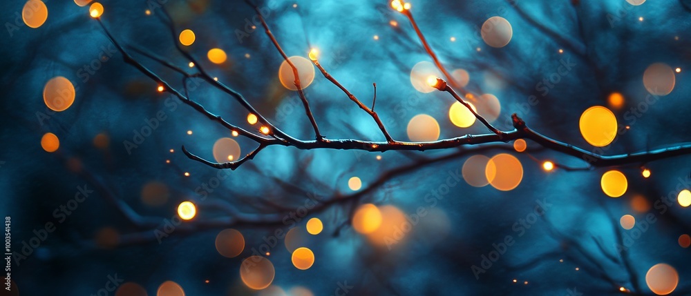 Aufkleber magical blurred lights shining through tree branches creating enchanting forest atmosphere