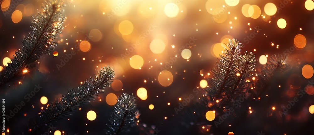 Aufkleber magical blurred lights shining through tree branches creating enchanting forest atmosphere
