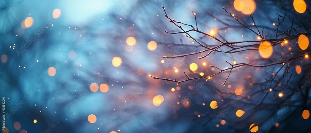 Aufkleber magical blurred lights shining through tree branches creating enchanting forest atmosphere