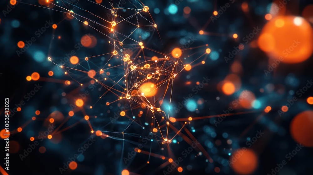 Poster a creative digital network intertwined with elements of coding background