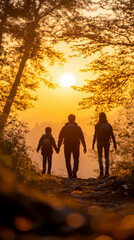 A modern and happy family. AI generative.