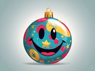 abstract Christmas ball decoration cute smile face character. Comic cartoon pop art retro illustration